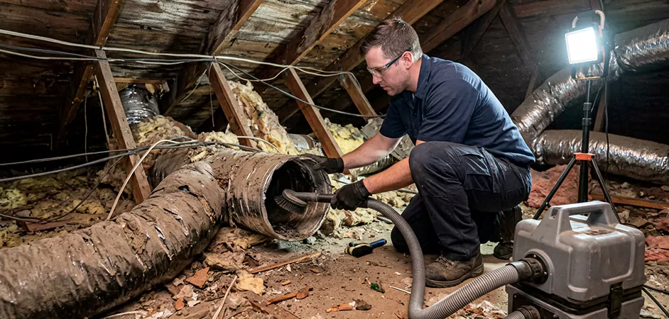 Storm-Damaged Attic Duct Cleaning in Brownsville